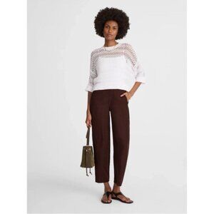 Madewell $98 Pull-On Darted Barrel Pants 100% Linen Brown Size Tall XL